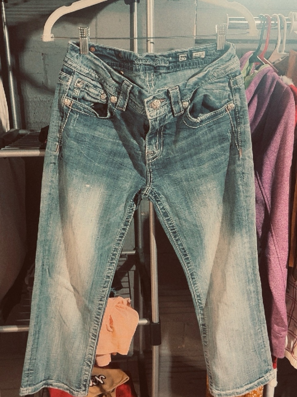 Miss Me Blue Cropped Ankle Jeans with Fading